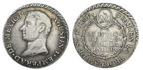 PROCLAMACIÓN. Emperador Agustín en Guatemala. 26 de diciembre de 1822. Plata. 21 mm. MBC+