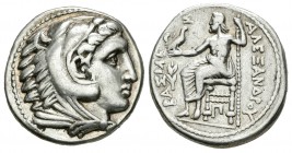 Imperio Macedonio. Alejandro III Magno. Tetradracma. 320-317 a.C. Amphipolis. (Price-124). (Müller-560). Anv.: Cabeza de Heracles a derecha recubierta...