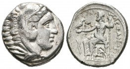 Imperio Macedonio. Alejandro III Magno. Tetradracma. 323-318 a.C. Amphipolis. (Price-129). Anv.: Cabeza de Heracles a derecha recubierta con piel de l...