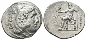 Imperio Macedonio. Alejandro III Magno. Tetradracma. 212-184 a.C. Aspendos. (Price-2882). Anv.: Cabeza de Heracles a derecha recubierta con piel de le...