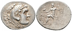 Imperio Macedonio. Alejandro III Magno. Tetradracma. 212-184 a.C. Aspendos. (Price-2894). Anv.: Cabeza de Heracles a derecha recubierta con piel de le...