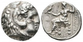 Imperio Macedonio. Alejandro III Magno. Tetradracma. 311-305 a.C. Babylon. (Price-3751). (Müller-735). Anv.: Cabeza de Heracles a derecha recubierta c...