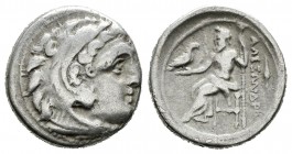 Imperio Macedonio. Alejandro III Magno. Dracma. 336-323 a.C. Heraclea. (Müller-137). Anv.: Cabeza de Heracles a derecha recubierta con piel de león. R...