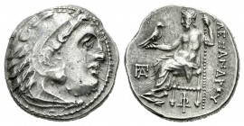 Imperio Macedonio. Alejandro III Magno. Dracma. 310-280 a.C. Incierta. Anv.: Cabeza de Heracles a derecha recubierta con piel de león. Rev.: Zeus sent...