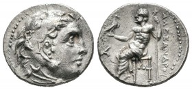 Imperio Macedonio. Alejandro III Magno. Dracma. 336-323 a.C. Incierta. (Müller-827). Anv.: Cabeza de Heracles a derecha recubierta con piel de león. R...