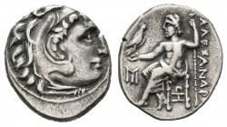 Imperio Macedonio. Alejandro III Magno. Dracma. 310-301 a.C. Incierta. (Price-1530). (Müller-1620). Anv.: Cabeza de Heracles a derecha recubierta con ...