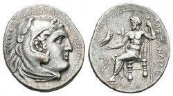 Imperio Macedonio. Alejandro III Magno. Dracma. 310-275 a.C. Incierta. (Price-862). (Müller-283). Anv.: Cabeza de Heracles a derecha recubierta con pi...