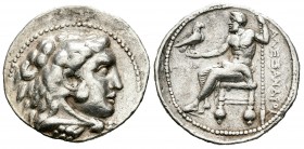 Imperio Macedonio. Alejandro III Magno. Tetradracma. 336-323 a.C. Incierta. (Price-3272). Anv.: Cabeza de Heracles a derecha recubierta con piel de le...