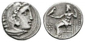 Imperio Macedonio. Alejandro III Magno. Dracma. 323-319 a.C. Kolophon. (Price-1759). Anv.: Cabeza de Heracles a derecha recubierta con piel de león. R...