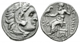 Imperio Macedonio. Alejandro III Magno. Dracma. 319-310 a.C. Kolophon. (Price-1792). (Müller-1607). Anv.: Cabeza de Heracles a derecha recubierta con ...