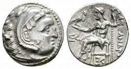 Imperio Macedonio. Alejandro III Magno. Dracma. 319-310 a.C. Kolophon. (Price-1794). (Müller-1605). Anv.: Cabeza de Heracles a derecha recubierta con ...