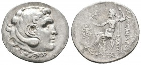 Imperio Macedonio. Alejandro III Magno. Tetradracma. 336-323 a.C. Kyme. (Price-1643). Anv.: Cabeza de Heracles a derecha recubierta con piel de león. ...
