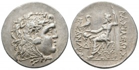 Imperio Macedonio. Alejandro III Magno. Tetradracma. 336-323 a.C. Mesembria. (Price-1072). (Müller-486). Anv.: Cabeza de Heracles a derecha recubierta...