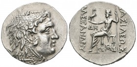 Imperio Macedonio. Alejandro III Magno. Tetradracma. 125-70 a.C. Odessos. (Price-1179). Anv.: Cabeza de Heracles a derecha recubierta con piel de león...