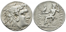 Imperio Macedonio. Alejandro III Magno. Tetradracma. 336-323 a.C. Odessos. (Price-1180). (Müller-423). Anv.: Cabeza de Heracles a derecha recubierta c...