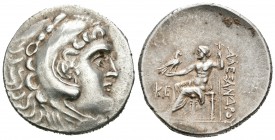 Imperio Macedonio. Alejandro III Magno. Tetradracma. 221-189 a.C. Perge. (Price-2939). Anv.: Cabeza de Heracles a derecha recubierta con piel de león....