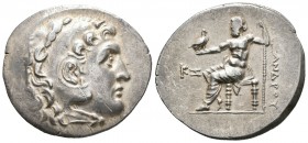 Imperio Macedonio. Alejandro III Magno. Tetradracma. 221-189 a.C. Perge. (Price-2941). Anv.: Cabeza de Heracles a derecha recubierta con piel de león....