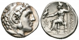 Imperio Macedonio. Alejandro III Magno. Tetradracma. 273-272 a.C. Pella. (Price-569). (Müller-1660). Anv.: Cabeza de Heracles a derecha recubierta con...