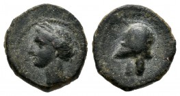 Cartagonova. 1/4 calco. 220-215 a.C. Cartagena (Murcia). (Abh-521). (Acip-582). Ae. 1,77 g. MBC-. Est...35,00.