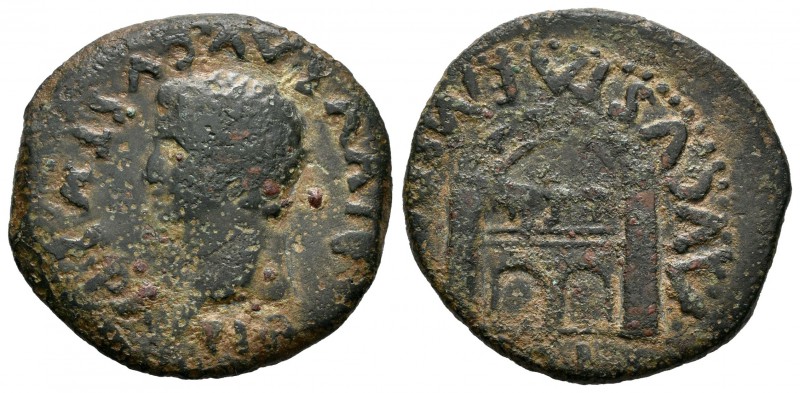 Emerita Augusta. As. 14-36 d.C. Mérida (Badajoz). (Abh-1044). Rev.: Puerta, alre...