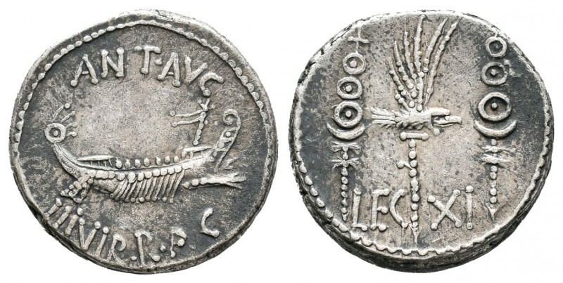 Marco Antonio. Denario. 32-31 a.C. Ceca volante. (Ffc-44). (Craw-544/25). (Cal-1...