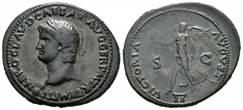 Nerón . Dupondio. 64 d.C. Roma. (Spink-1969). (Ric-412). Rev.: VICTORIA AVGVSTI ...