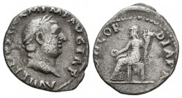 Vitelio. Denario. 69 a.C. Roma. (Spink-2196). (Ric-66). Rev.: (C)ONCORDIA PR. Vitelio sentado a izquierda con pátera y cuerno de la abundancia. Ag. 3,...