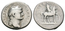 Domiciano. Denario. 76 d.C. Roma. (Spink-2637). (Ric-238). Rev.: COS IIII. Pegaso avanzando a derecha. Ag. 3,18 g. BC+. Est...90,00.