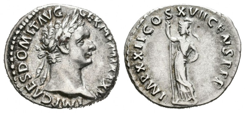 Domiciano. Denario. 95 d.C. Roma. (Ric-190). Rev.: IMP XXII COS XVII CENS P P P....