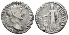 Trajano. Dracma. 98-117 d.C. Arabia. (SNG ANS-1155). Rev.: Arabia a izquierda con dromedario. Alrededor leyenda griega. Ag. 3,43 g. MBC-. Est...50,00.