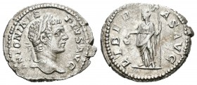 Caracalla. Denario. 209 d.C. Roma. (Spink-6817). (Ric-161). Rev.: LIBERTAS AVG. Libertad en pie a izquierda con cetro y pielus. Ag. 3,49 g. MBC. Est.....