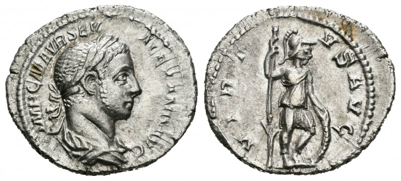 Alejandro Severo. Denario. 225 d.C. Roma. (Spink-7934). (Ric-182). Rev.: VIRTVS ...