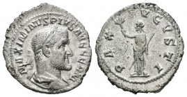 Maximino I. Denario. 235-6 d.C. Roma. (Spink-8310). (Ric-12). Rev.: PAX AVGVSTI. Paz en pie a izquierda con rama de olivo y cetro. Ag. 2,52 g. EBC-. E...