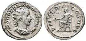 Gordiano III. Antoniniano. 241-2 d.C. Roma. (Spink-8645). (Ric-88). Rev.: P M TR P IIII COS II P P. Apolo sentado a izquierda con rama de olivo y apoy...