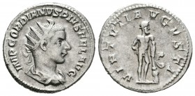 Gordiano III. Antoniniano. 241-3 d.C. Roma. (Spink-8670). (Ric-95). Rev.: VIRTVTI AVGVSTI. Hércules en pie a derecha con maza y piel de león, apoyándo...