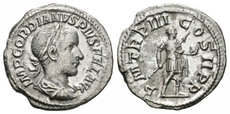 Gordiano III. Denario. 241 d.C. Roma. (Spink-8680). (Ric-115). Rev.: P M TR P II...