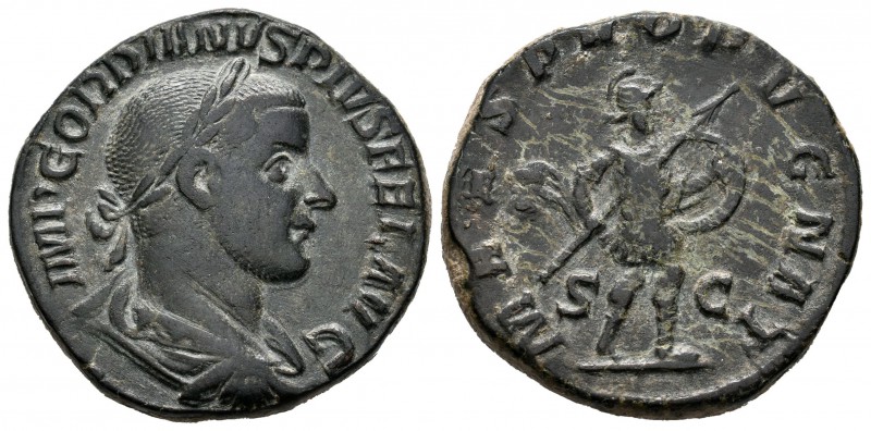 Gordiano III. Sestercio. 244 d.C. Roma. (Ric-332). Rev.: MARS PROPVGNAT SC. Ae. ...