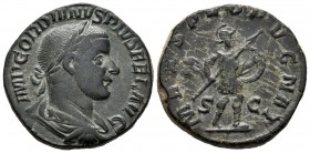 Gordiano III. Sestercio. 244 d.C. Roma. (Ric-332). Rev.: MARS PROPVGNAT SC. Ae. 18,42 g. MBC+. Est...100,00.