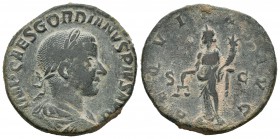 Gordiano III. Sestercio. 240 d.C. Roma. (Ric-286a). Rev.: AEQVITAS AVG SC. Ae. 15,96 g. MBC-. Est...100,00.
