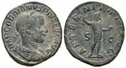 Gordiano III. Sestercio. 240 d.C. Roma. (Spink-8702). (Ric-297a). Rev.: AETERNITATI AVG SC. Ae. 19,06 g. MBC. Est...100,00.