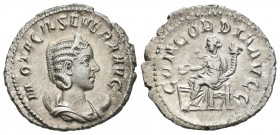 Otacilia Severa. Antoniniano. 247 d.C. Roma. (Spink-9149). (Ric-126). Rev.: CONCORDIA AVGG. Concordia sentada a izquierda con pátera y cuerno de la ab...