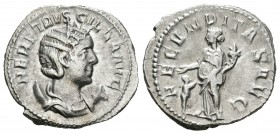 Herenia Etruscila. Antoniniano. 250-51 d.C. Roma. (Spink-9492). (Ric-63). Rev.: FECVNDITAS AVG. Fecundidad en pie a izquierda con cuerno de la abundan...