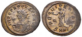 Probo. Antoniniano. 280 d.C. Ticinum. (Spink-12013). (Ric-466). Rev.: PROVIDENT AVG. Providencia en pie a izquierda con globo y cetro, en el campo Q y...