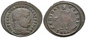 Galerio Maximiano. Follis. 308-11 d.C. Nicomedia. (Spink-14508). (Ric-54a). Rev.: GENIO AVGVSTI. Genio en pie a izquierda con pátera y cuerno de la ab...