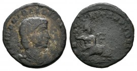 Anibaliano. 1/2 centenional. 336-7 d.C. Constantinopla. (Spink-16905). (Ric-147). Rev.: SECVRITAS PVBLI(CA). El Eufrates reclinado con cetro, y caña a...
