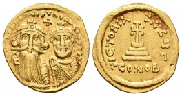 Heraclio. Sólido. 610-641 d.C. Constantinopla. (Sb-749). Au. 4,27 g. Oficina r. MBC+. Est...320,00.