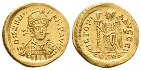 Zeno. Sólido. 476-491 d.C. Constantinopla. (Spink-2514). Au. 4,42 g. Oficina I. Rayitas en anverso. EBC. Est...350,00.