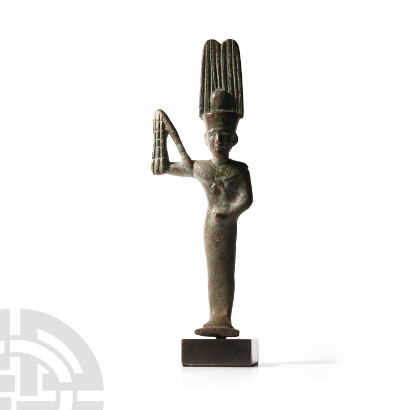 Egyptian Bronze Amun-Min-Kamutef Statuette
Late Period, 664-332 B.C. Modelled i...