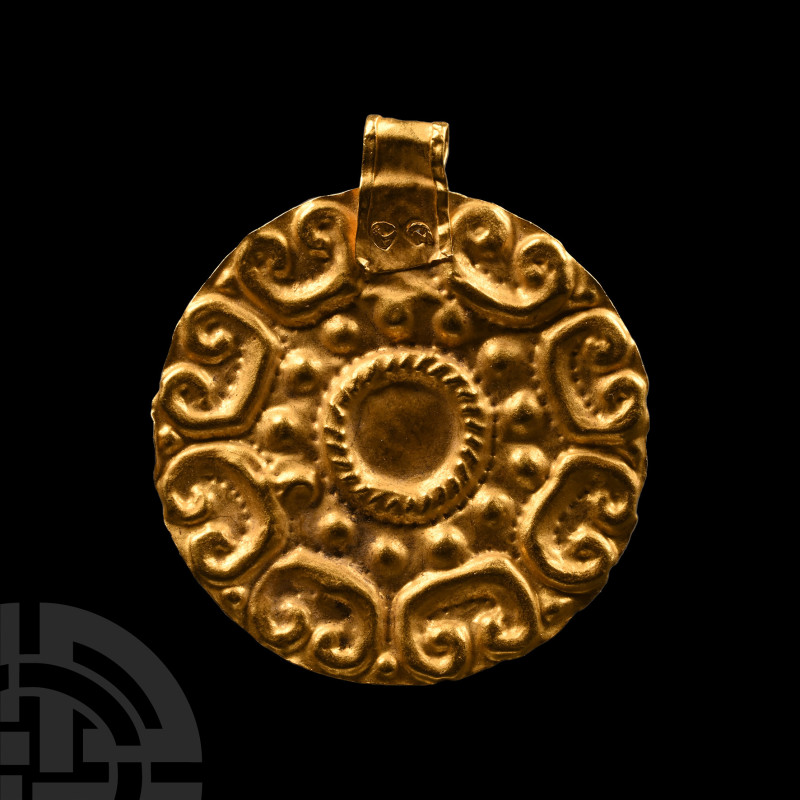 Mycenaean Gold Roundel Pendant
1350-1200 B.C. Produced using repoussé technique...