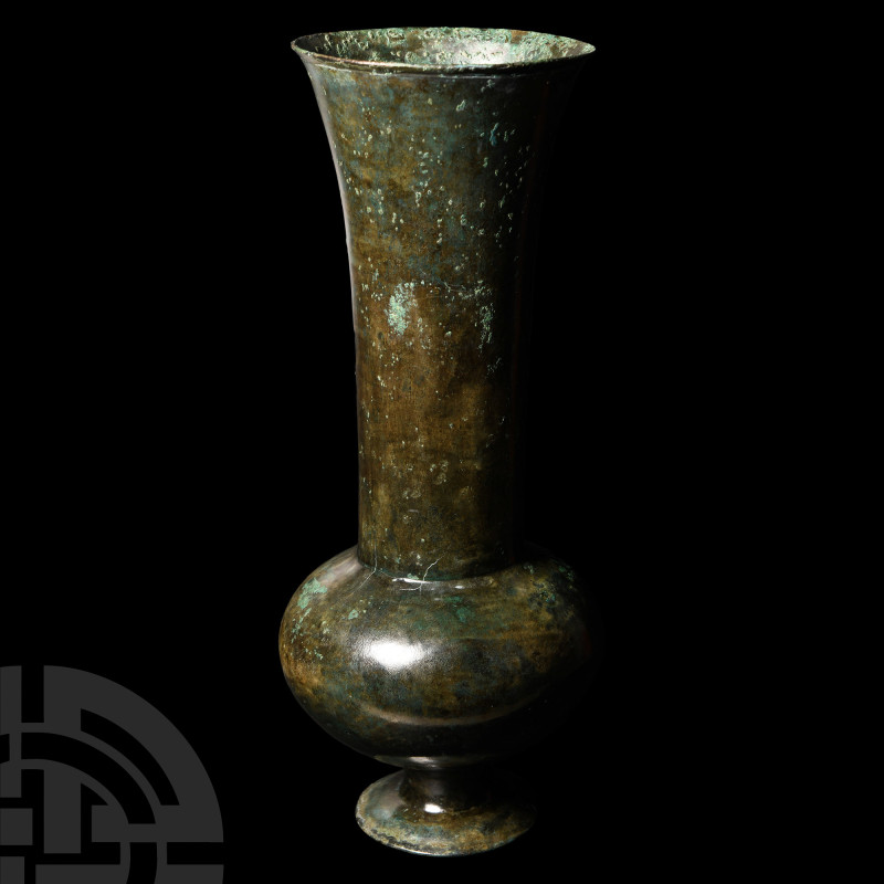Early Parthian Bronze Vase
Circa 3rd century B.C. Featuring a squat piriform bo...